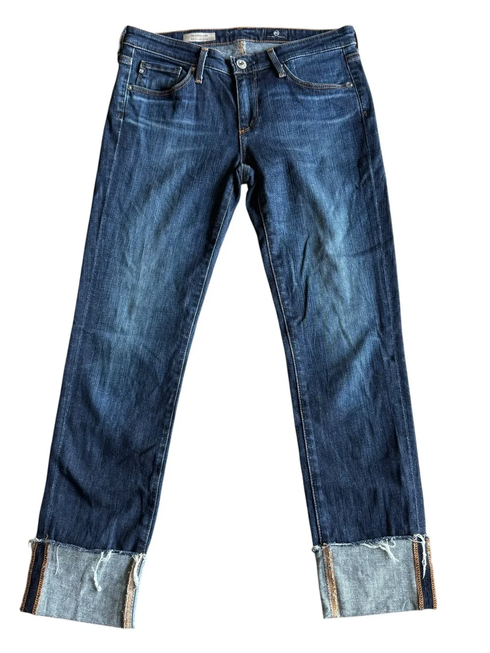 AG Adriano Goldschmied Stevie Cuffed Jeans Women’s 27 Slim Straight Crop Dark